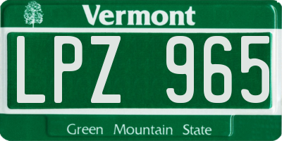 VT license plate LPZ965