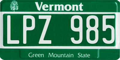VT license plate LPZ985