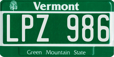 VT license plate LPZ986