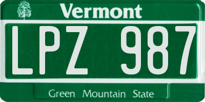 VT license plate LPZ987