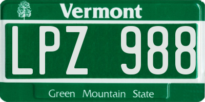 VT license plate LPZ988