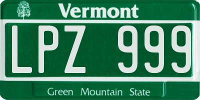 VT license plate LPZ999