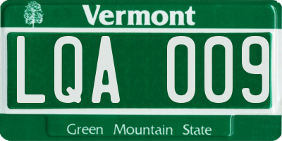VT license plate LQA009