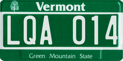 VT license plate LQA014