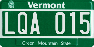 VT license plate LQA015