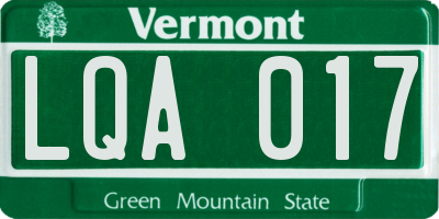 VT license plate LQA017