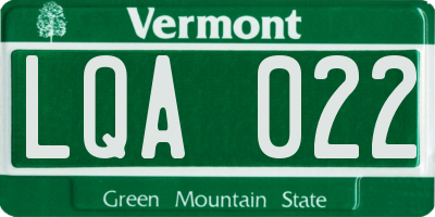 VT license plate LQA022
