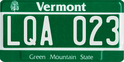 VT license plate LQA023
