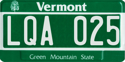 VT license plate LQA025