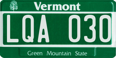VT license plate LQA030