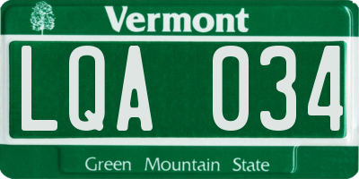 VT license plate LQA034