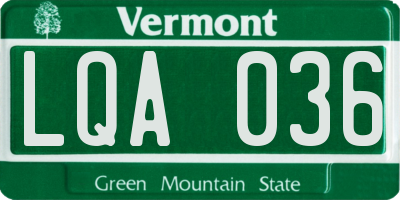 VT license plate LQA036