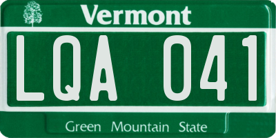 VT license plate LQA041