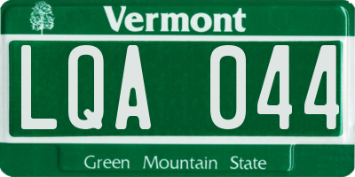VT license plate LQA044