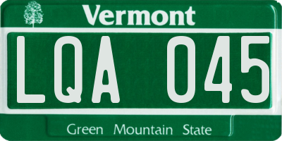 VT license plate LQA045