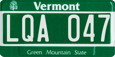 VT license plate LQA047
