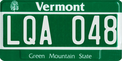 VT license plate LQA048