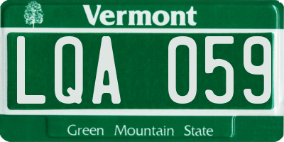 VT license plate LQA059