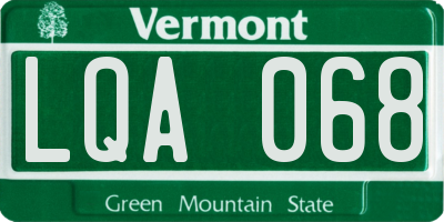 VT license plate LQA068