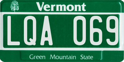 VT license plate LQA069