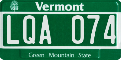 VT license plate LQA074