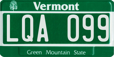 VT license plate LQA099