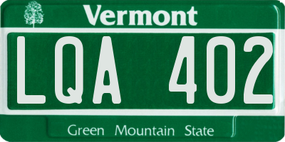 VT license plate LQA402
