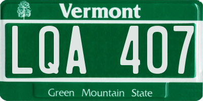 VT license plate LQA407