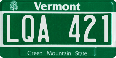VT license plate LQA421