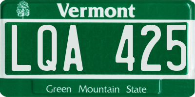 VT license plate LQA425