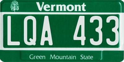 VT license plate LQA433