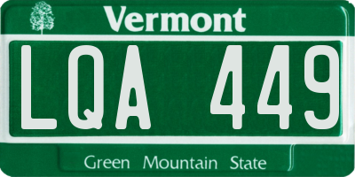 VT license plate LQA449