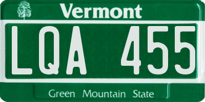 VT license plate LQA455