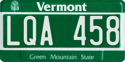 VT license plate LQA458