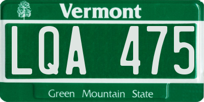 VT license plate LQA475