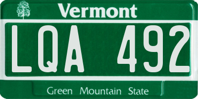 VT license plate LQA492