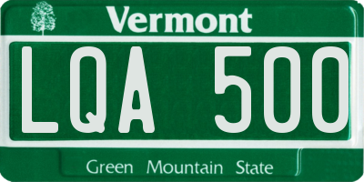 VT license plate LQA500