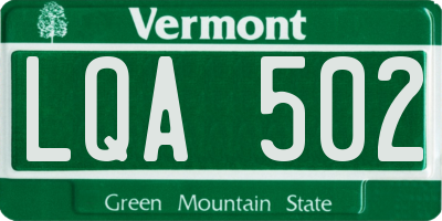 VT license plate LQA502