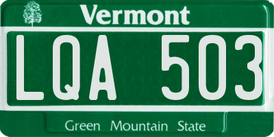 VT license plate LQA503