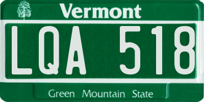 VT license plate LQA518
