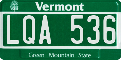 VT license plate LQA536