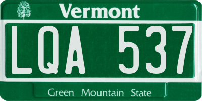VT license plate LQA537