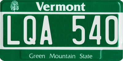 VT license plate LQA540