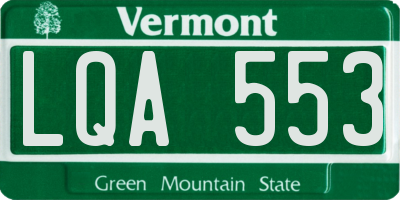 VT license plate LQA553