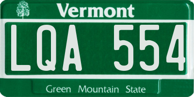 VT license plate LQA554
