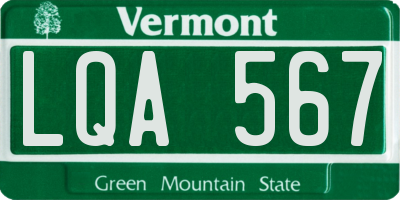 VT license plate LQA567