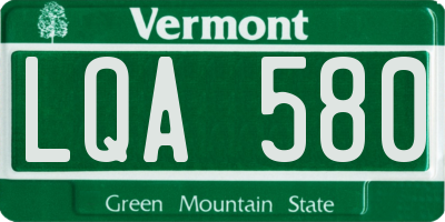 VT license plate LQA580