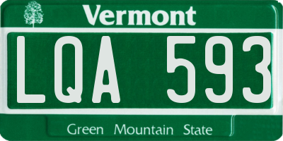 VT license plate LQA593