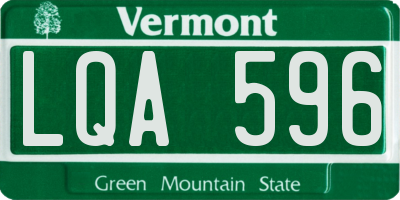 VT license plate LQA596