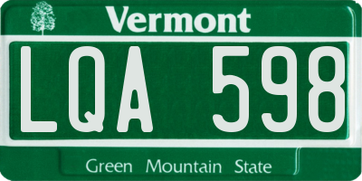 VT license plate LQA598